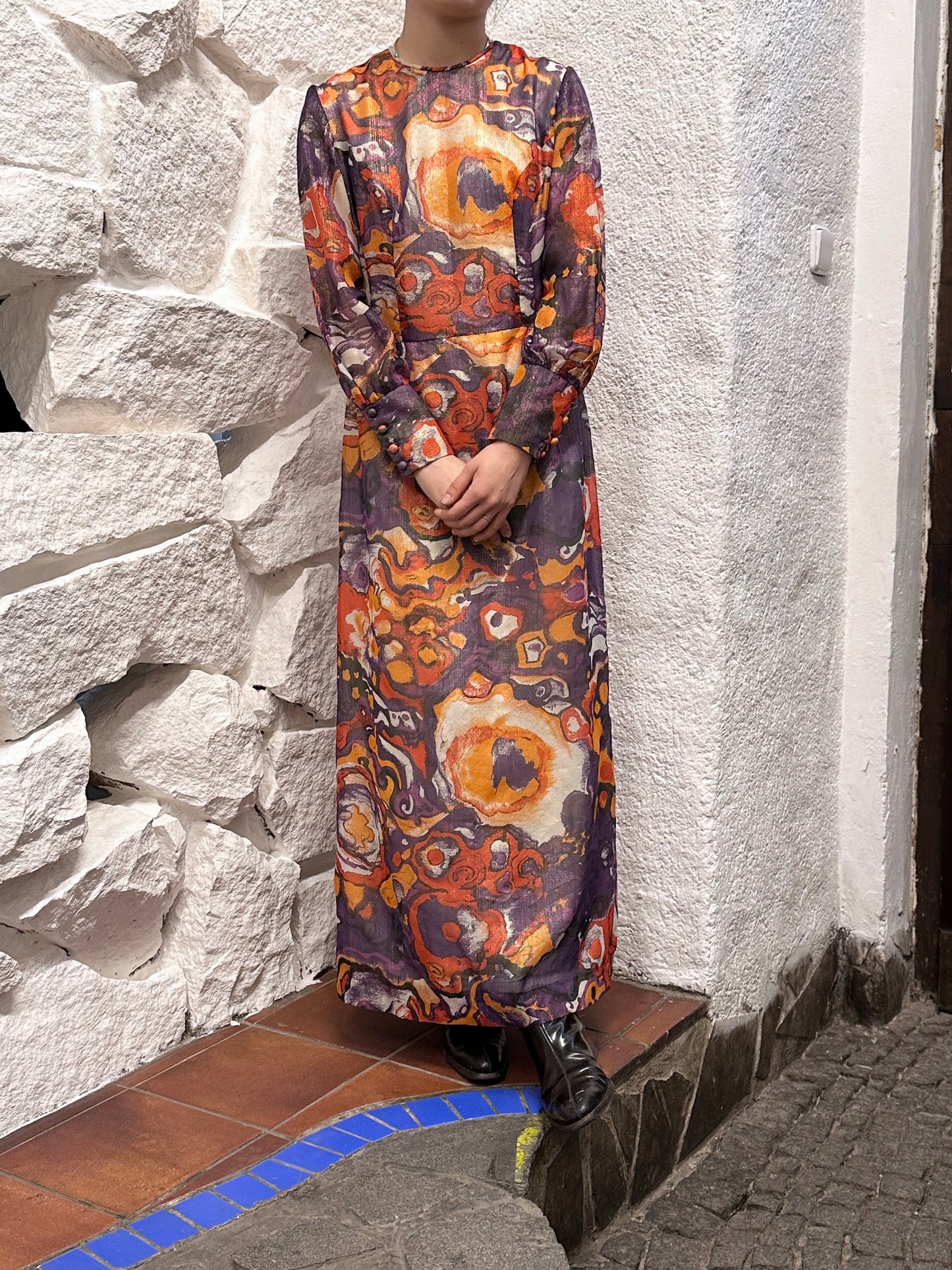 70s abstract art dress