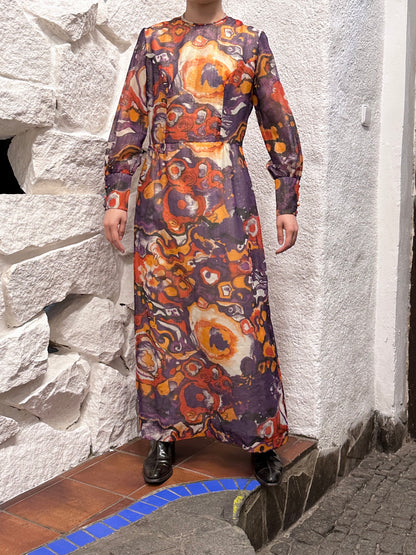 70s abstract art dress