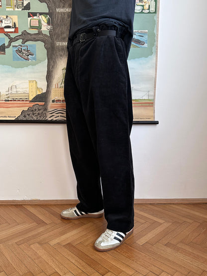 Deadstock king sized East‑German corduroy work trousers Black - w44