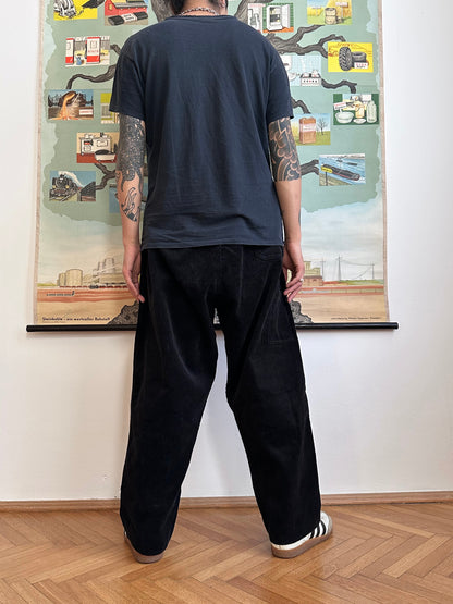 Deadstock king sized East‑German corduroy work trousers Black - w44