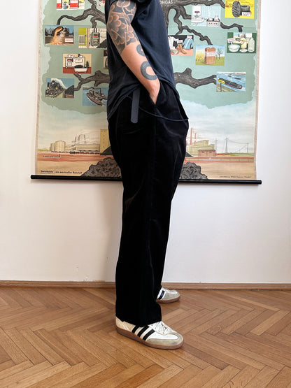 Deadstock king sized East‑German corduroy work trousers Black - w44