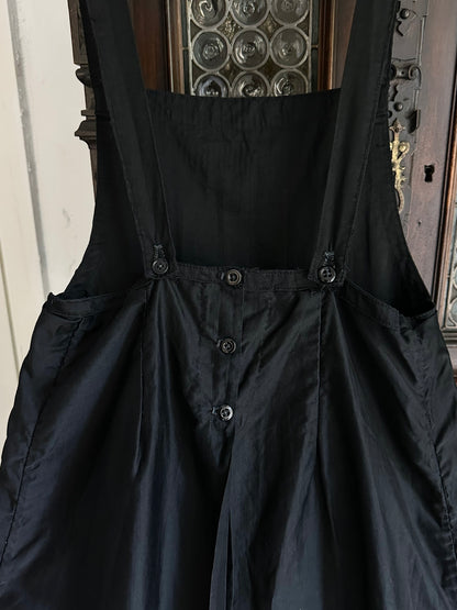 1940s France black polished cotton apron