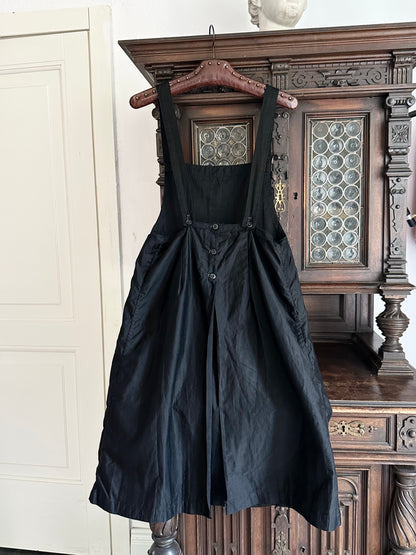 1940s France black polished cotton apron