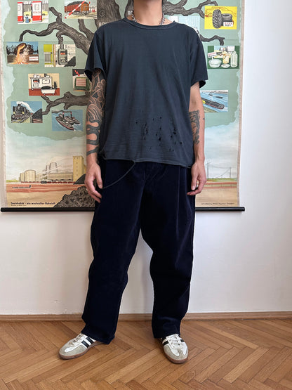 Deadstock king sized East‑German corduroy work trousers Navy - w47
