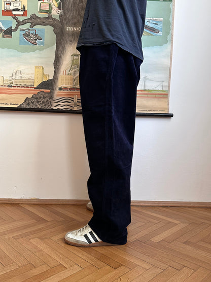 Deadstock king sized East‑German corduroy work trousers Navy - w47