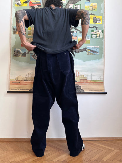 Deadstock king sized East‑German corduroy work trousers Navy - w47