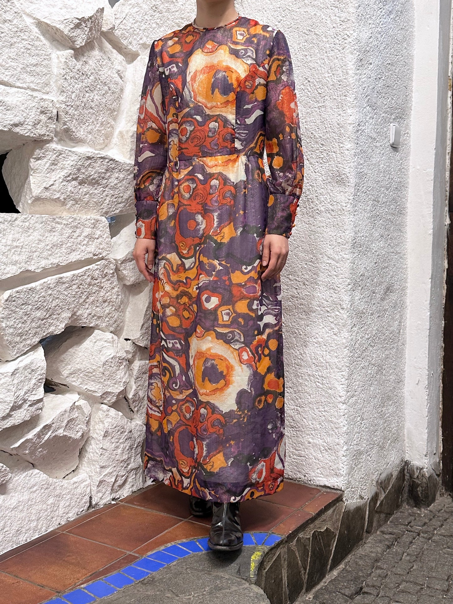 70s abstract art dress