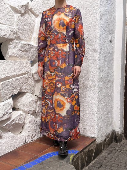 70s abstract art dress