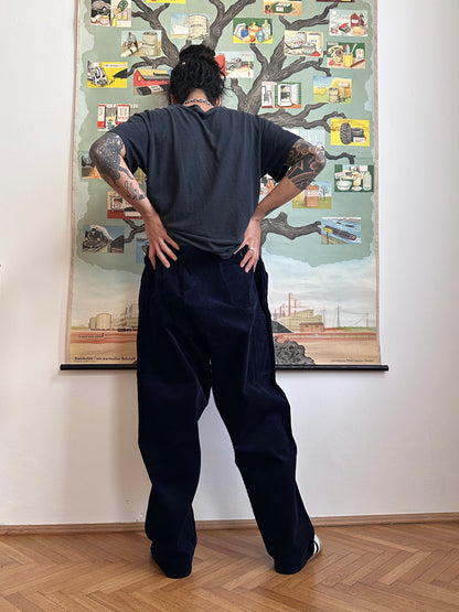 Deadstock king sized East‑German corduroy work trousers Navy - w47
