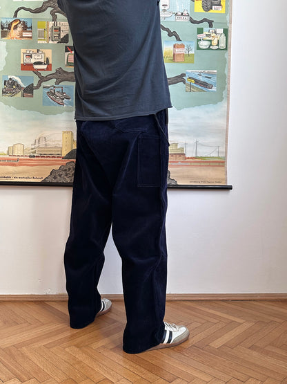 Deadstock king sized East‑German corduroy work trousers Navy - w47