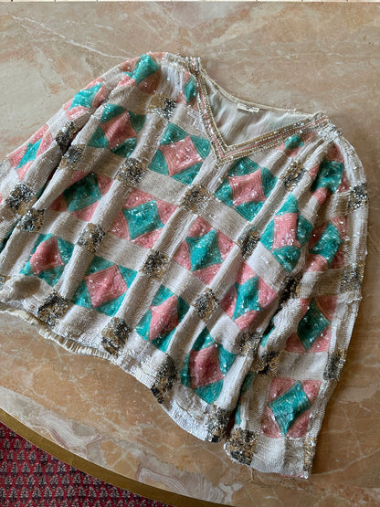 French silk sequins top
