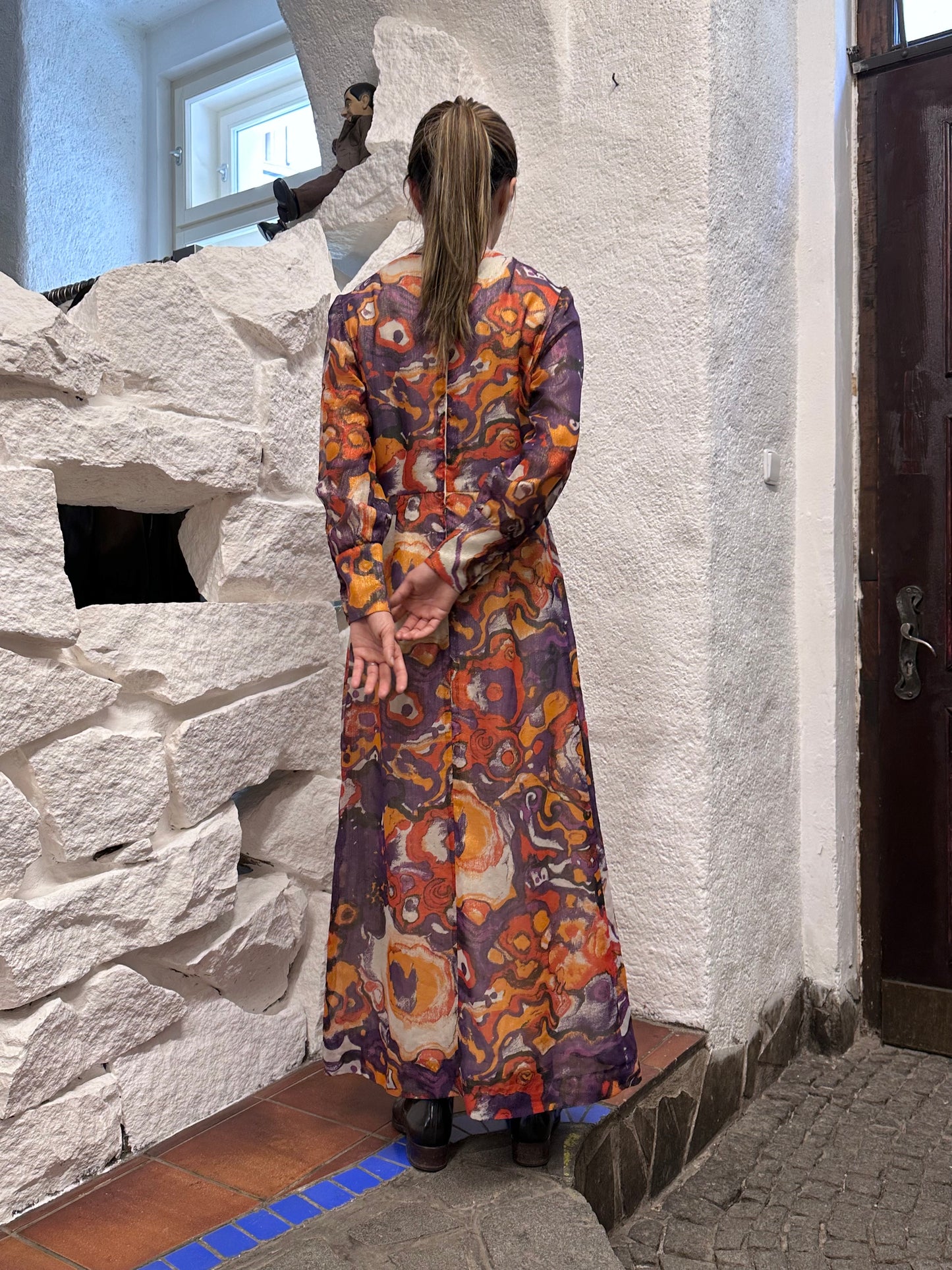 70s abstract art dress