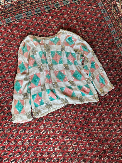 French silk sequins top