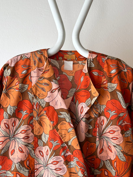 Italy vintage flower pattern shirt jacket blouse