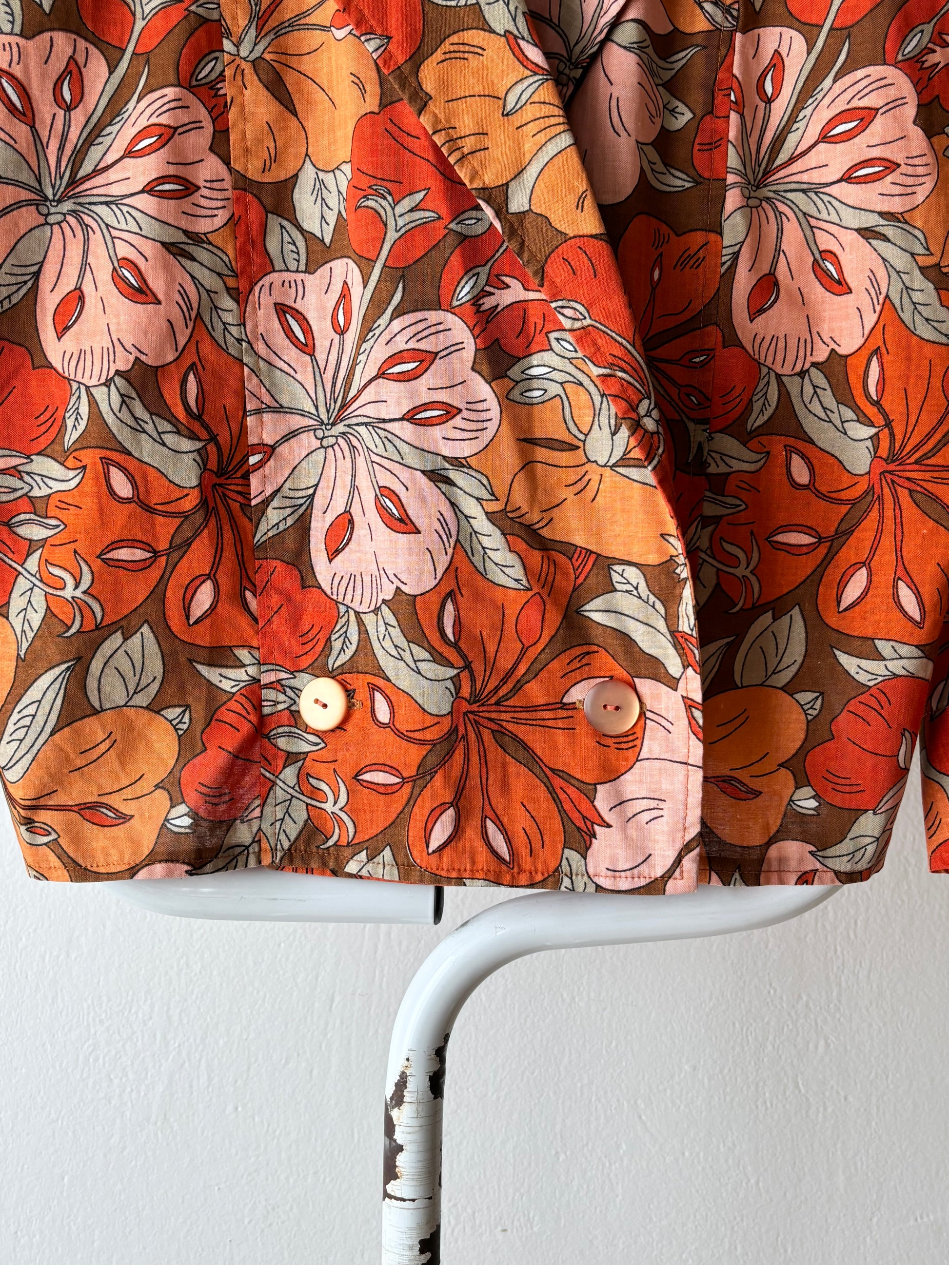 1980s 1990s flower pattern shirt jacket blouse