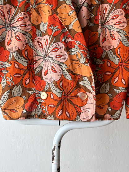 1980s 1990s flower pattern shirt jacket blouse