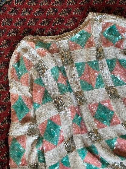 French silk sequins top