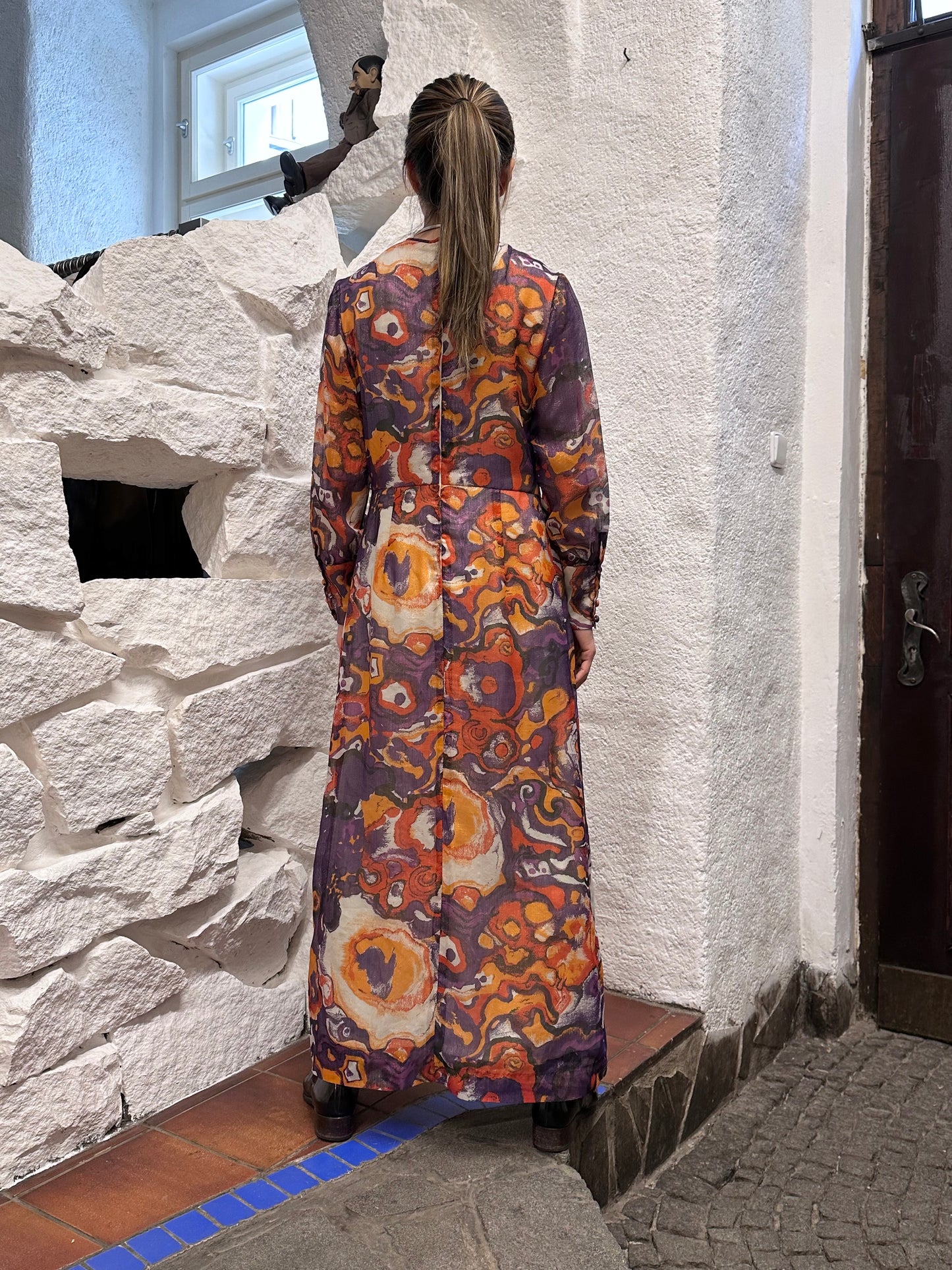 70s abstract art dress