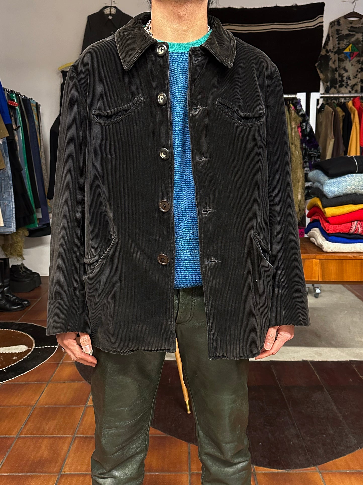 50's 60's 50年代 60年代 Hunting Jacket Made in France French vintage フレンチヴィンテージ Toto Praha 古着屋 プラハ Prague Vintage store Vintage clothing ハンティングジャケット フレンチワーク フランス買い付け 古着 ユーロ古着 ヨーロッパ古着 フランス古着 古着卸 Black corduroy コーデュロイ 黒