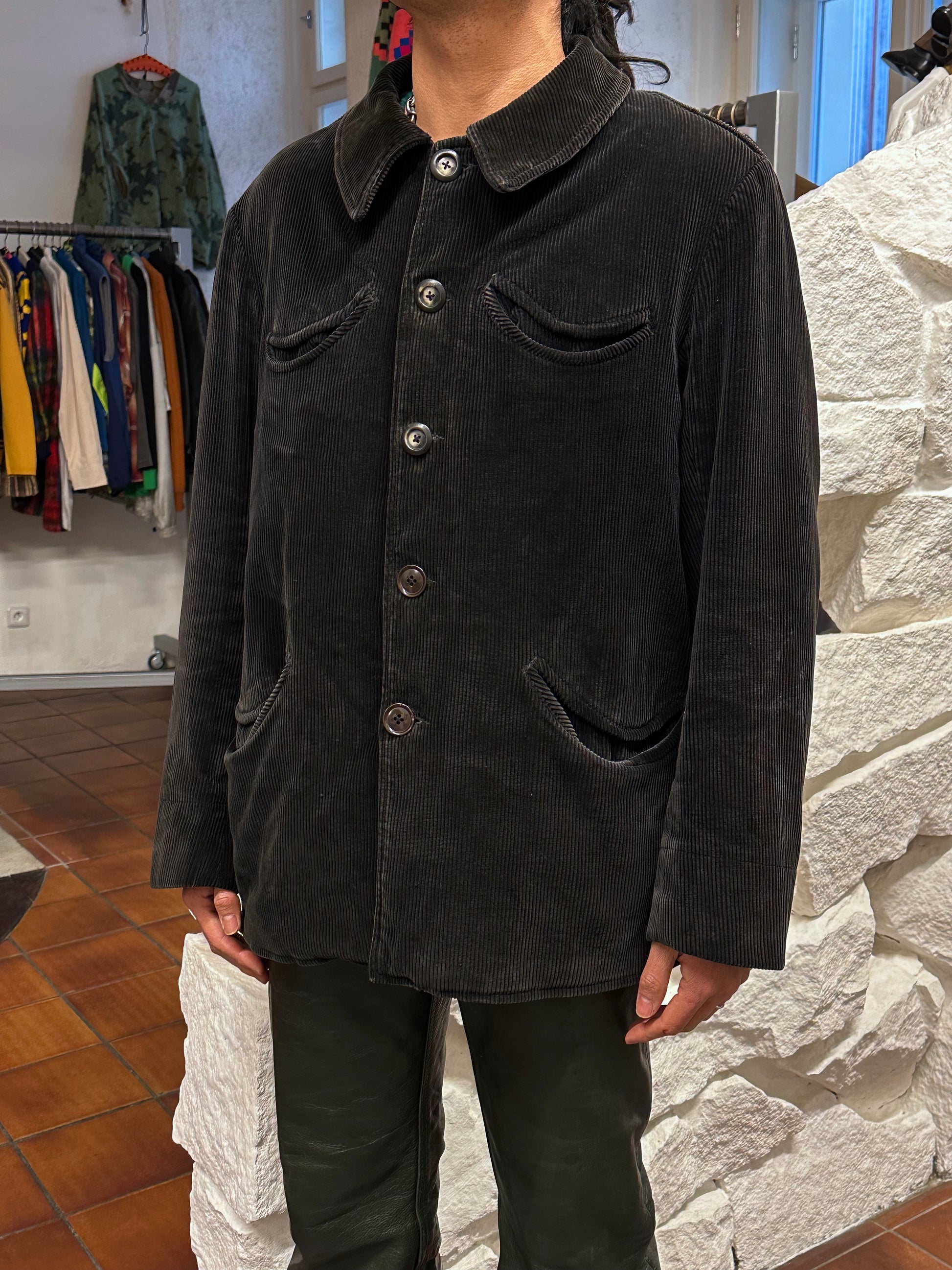 50's 60's 50年代 60年代 Hunting Jacket Made in France French vintage フレンチヴィンテージ Toto Praha 古着屋 プラハ Prague Vintage store Vintage clothing ハンティングジャケット フレンチワーク フランス買い付け 古着 ユーロ古着 ヨーロッパ古着 フランス古着 古着卸 Black corduroy コーデュロイ 黒