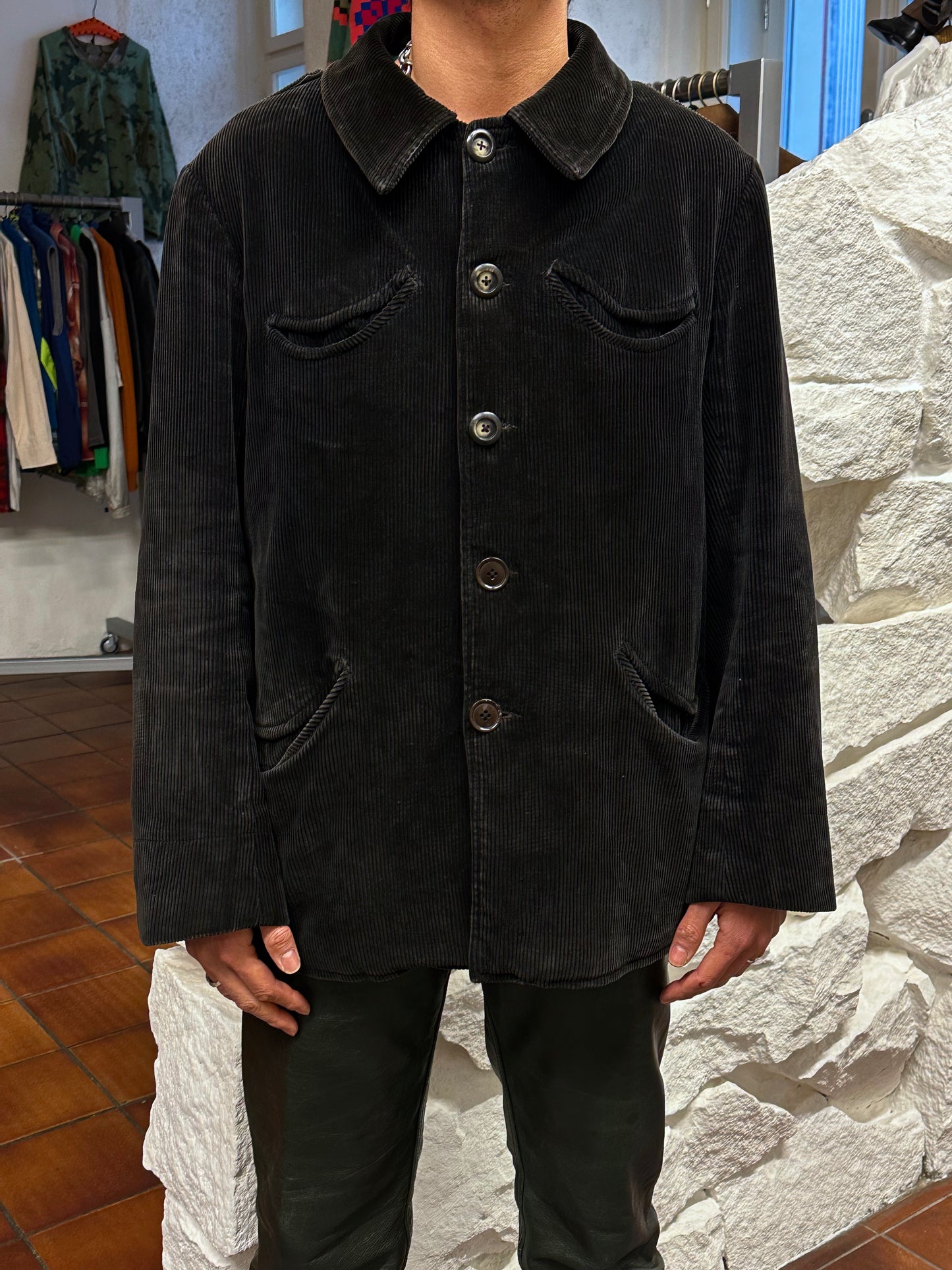 50's 60's 50年代 60年代 Hunting Jacket Made in France French vintage フレンチヴィンテージ Toto Praha 古着屋 プラハ Prague Vintage store Vintage clothing ハンティングジャケット フレンチワーク フランス買い付け 古着 ユーロ古着 ヨーロッパ古着 フランス古着 古着卸 Black corduroy コーデュロイ 黒