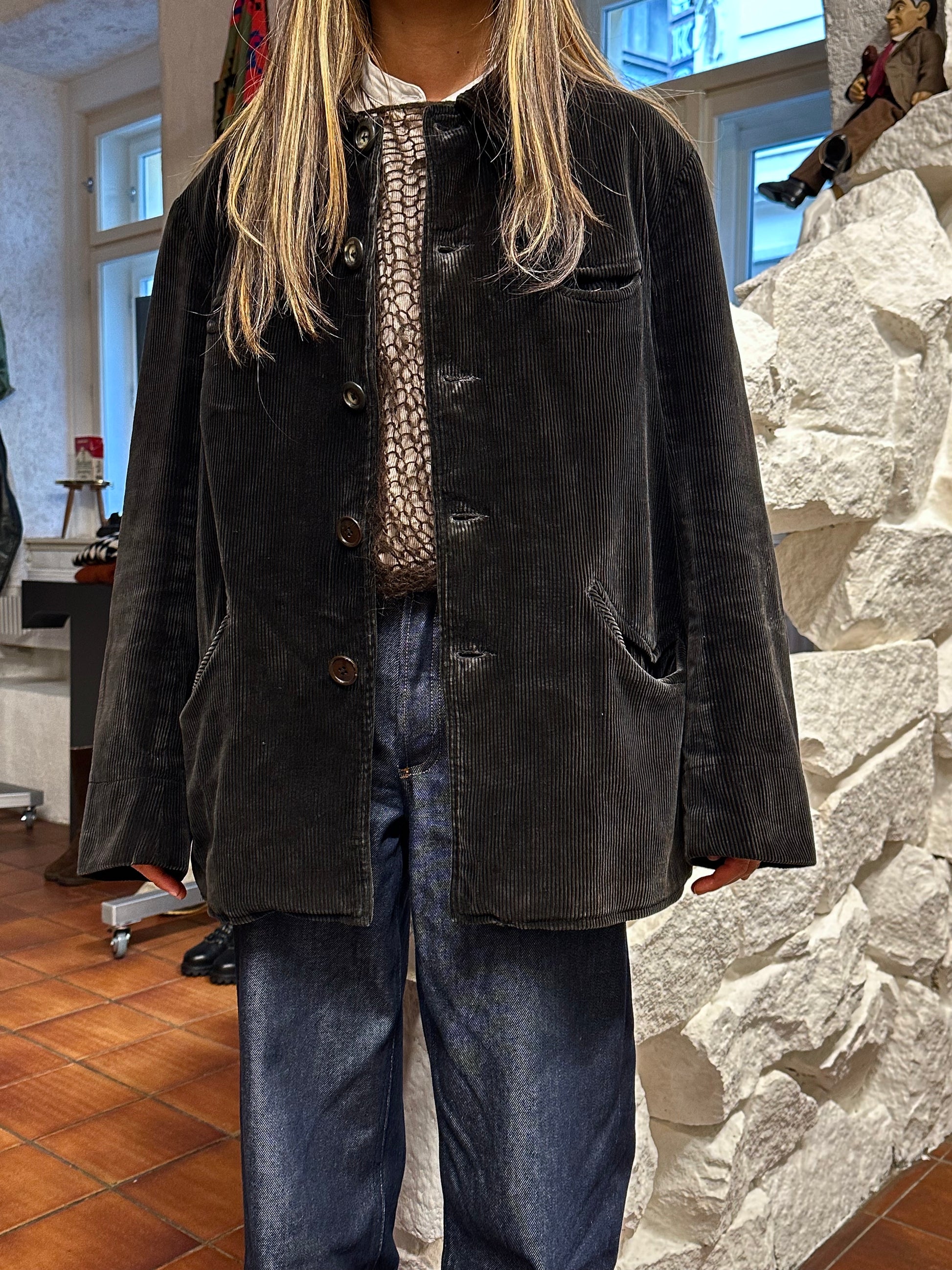50's 60's 50年代 60年代 Hunting Jacket Made in France French vintage フレンチヴィンテージ Toto Praha 古着屋 プラハ Prague Vintage store Vintage clothing ハンティングジャケット フレンチワーク フランス買い付け 古着 ユーロ古着 ヨーロッパ古着 フランス古着 古着卸 Black corduroy コーデュロイ 黒