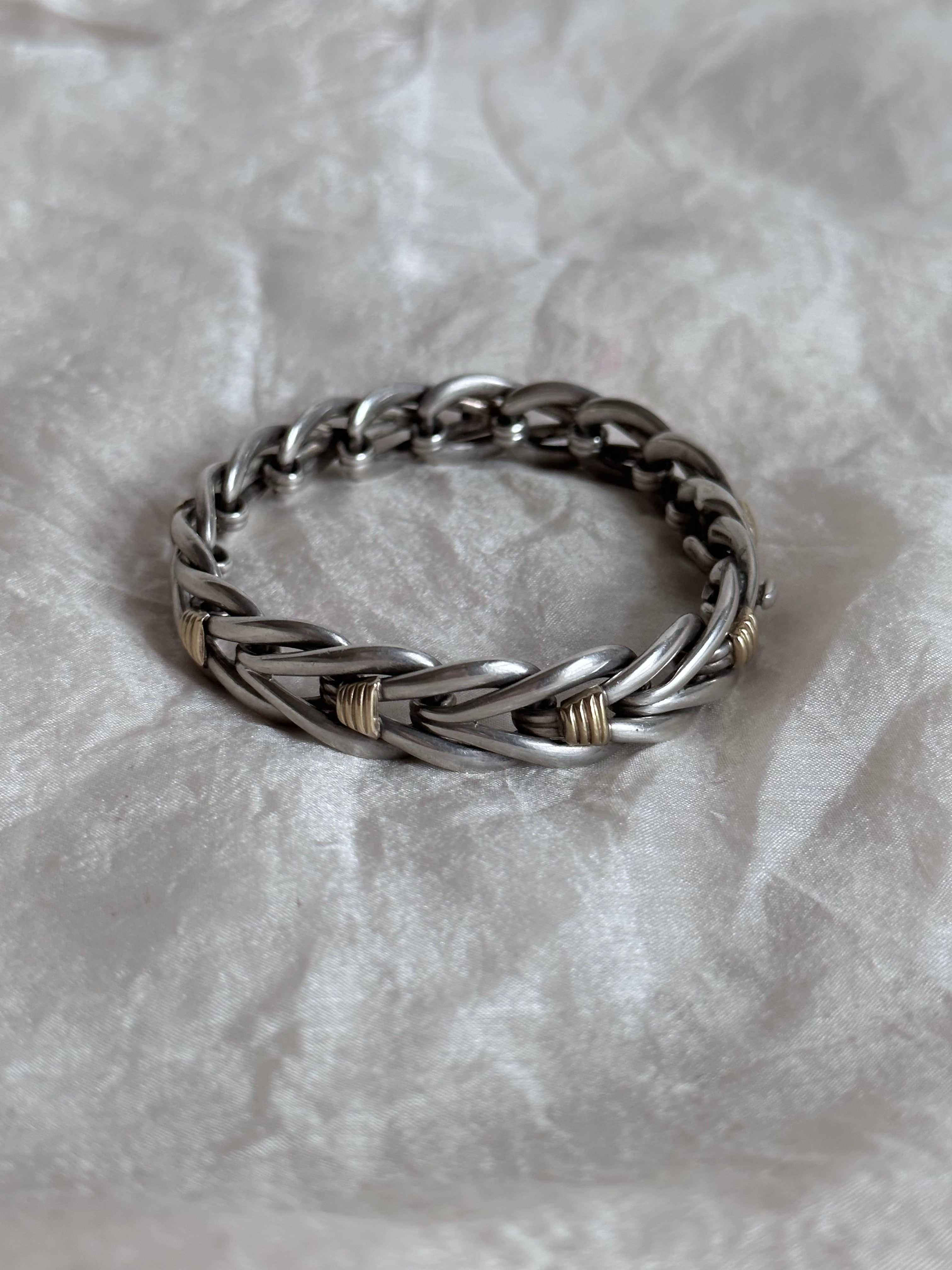 アクセサリー CHRISTOFLE silver 18K chevron bracelet CHRISTOFLE silver and 18K gold chevron bracelet – TOTO