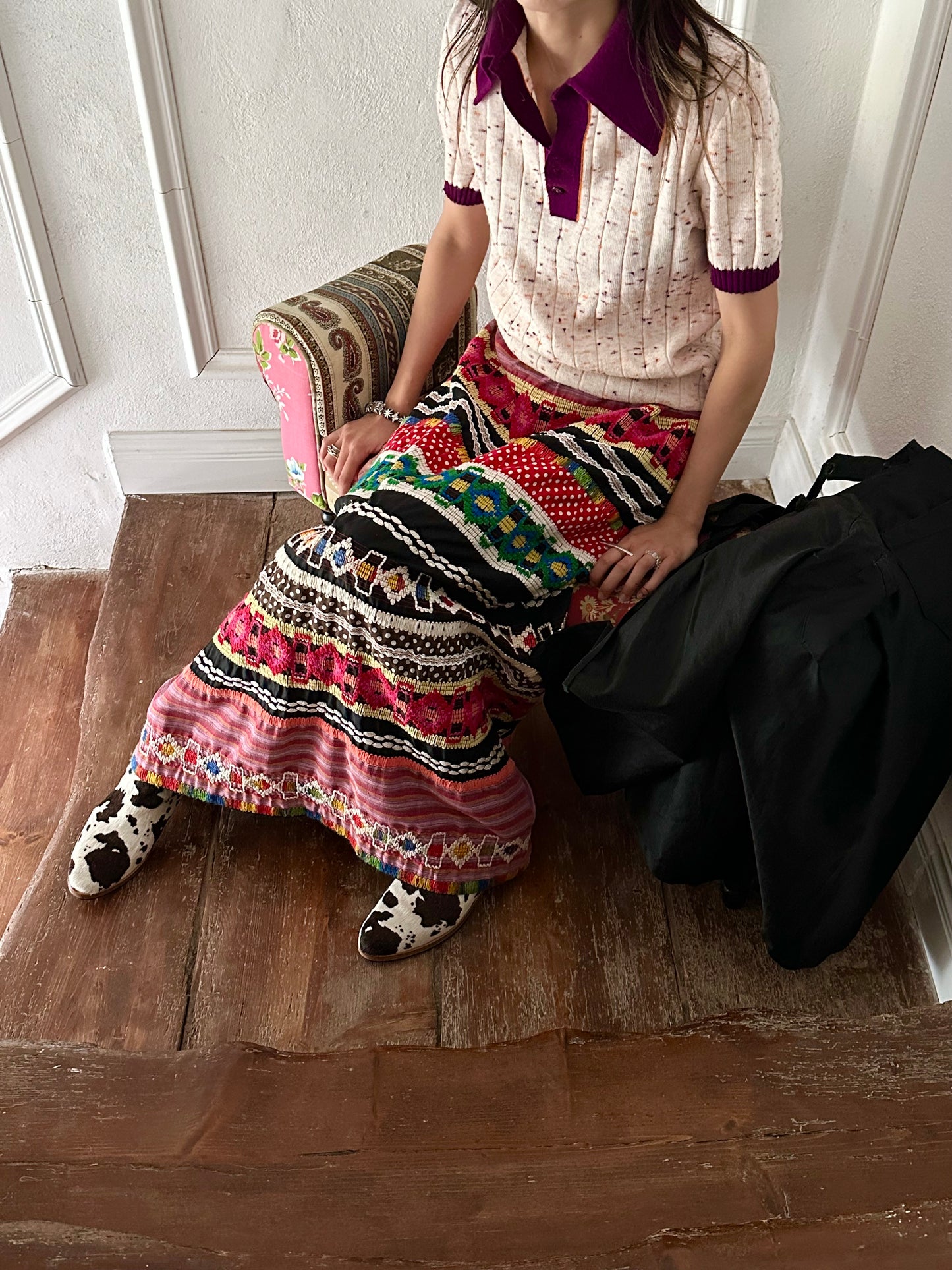 Handmade embroidery skirt W30
