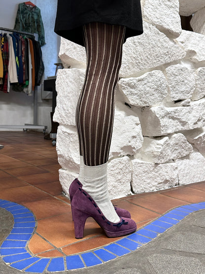 miu miu miuccia prada heels purple suede leather shoes vintage 2000s 2000's made in Italy ミュウミュウ プラダ ミウッチャ ヒール パンプス レザー スエード パープル イタリア