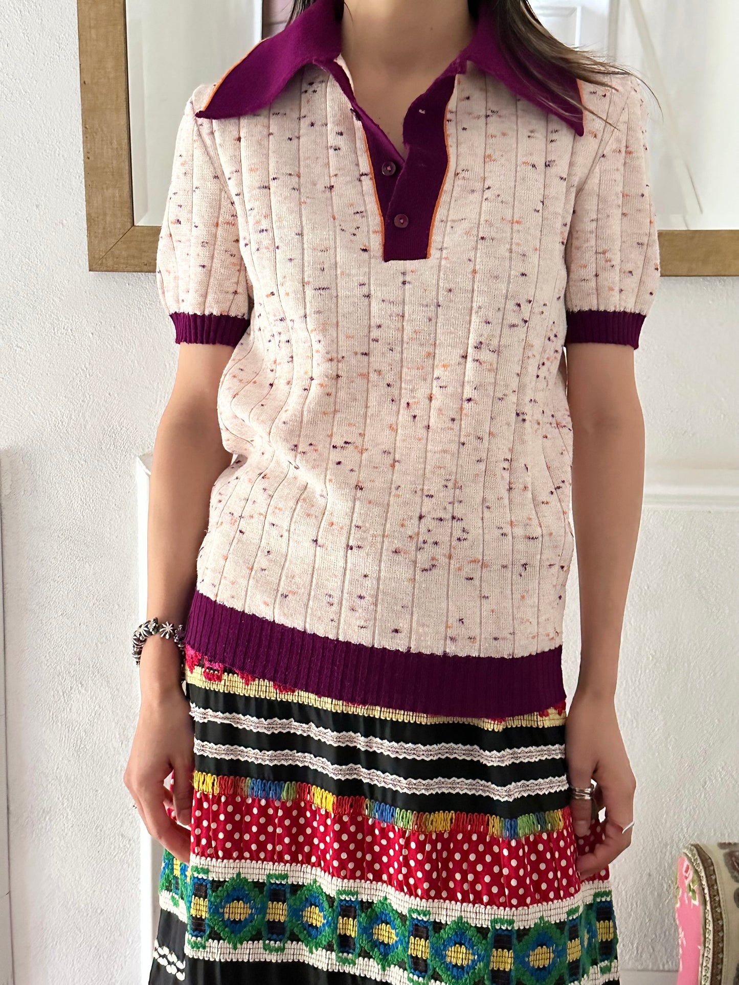 70s acryl knit polo