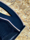 navy leather hand bag