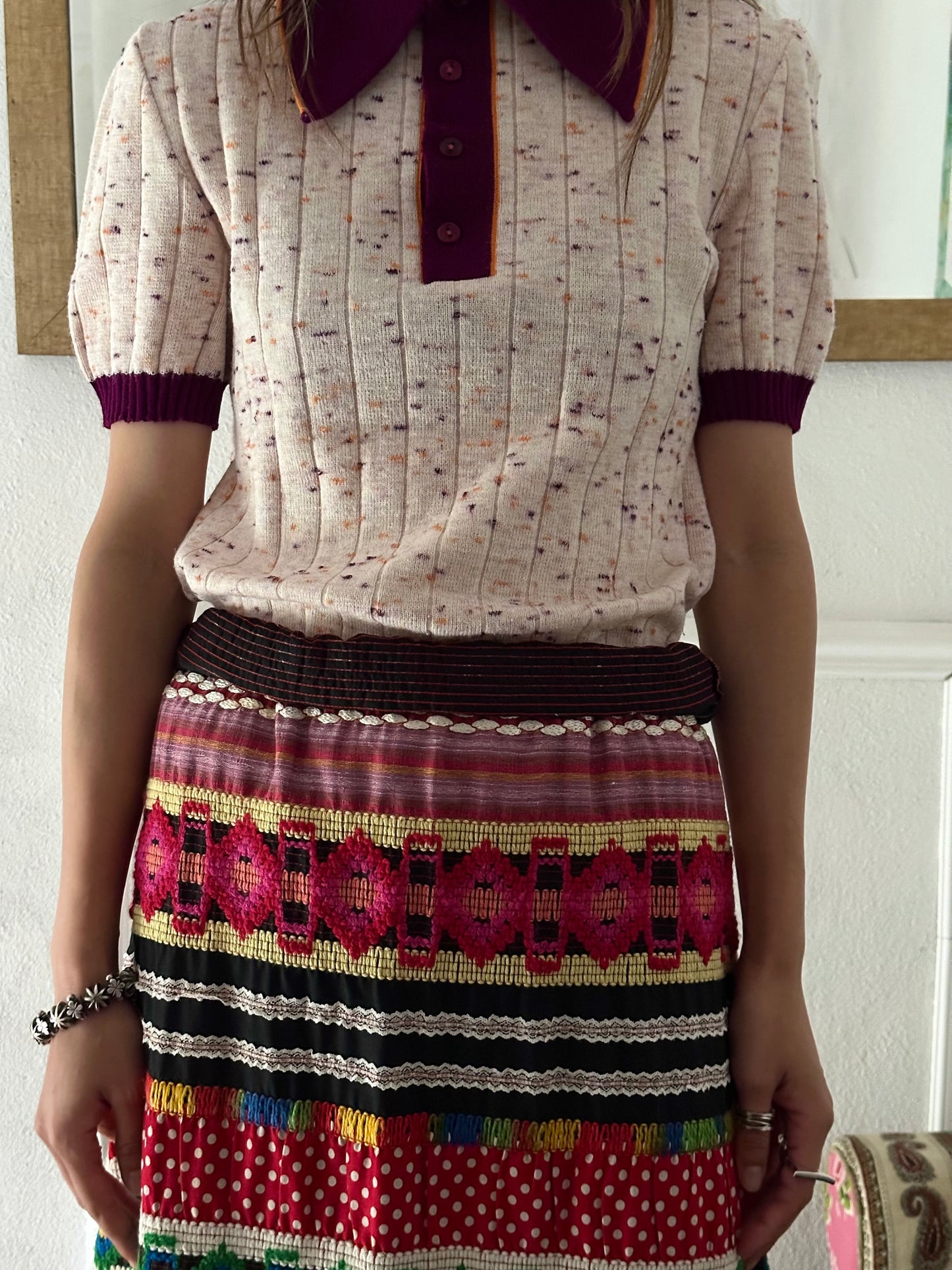 Handmade embroidery skirt W30