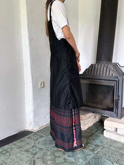 1940s France black polished cotton apron