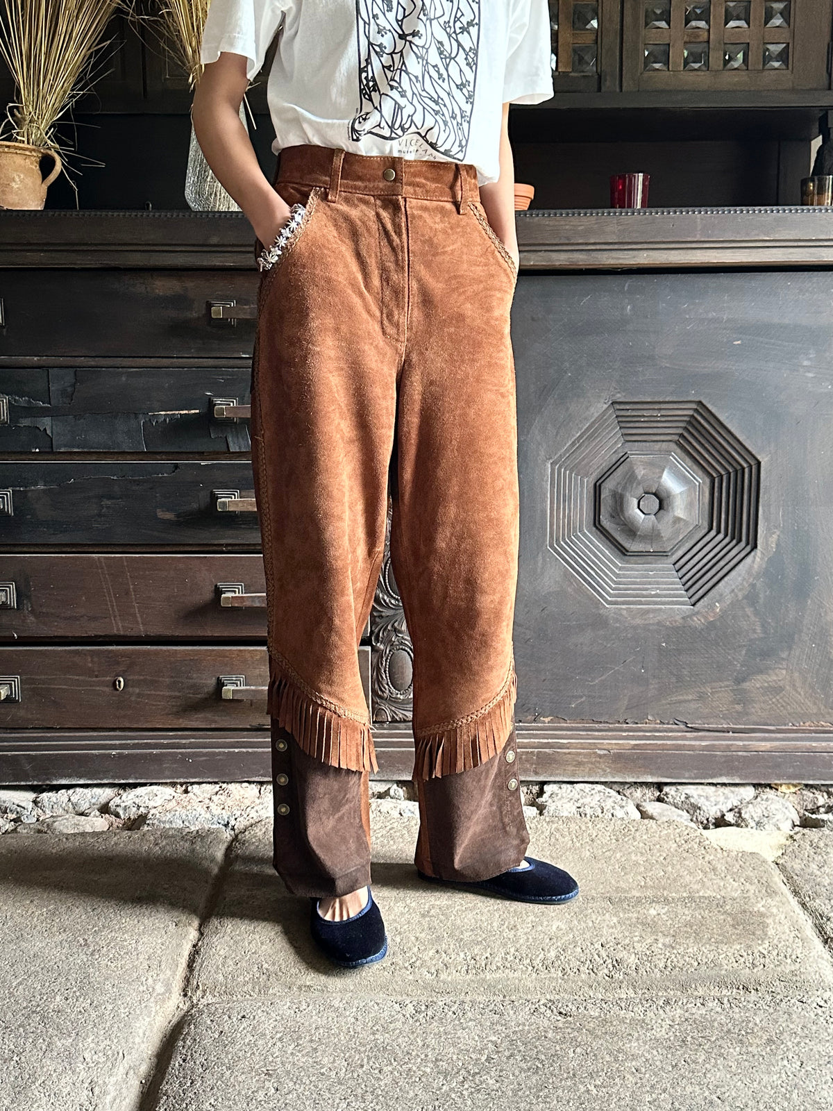 80s Italian suede cowgirl trouser W27