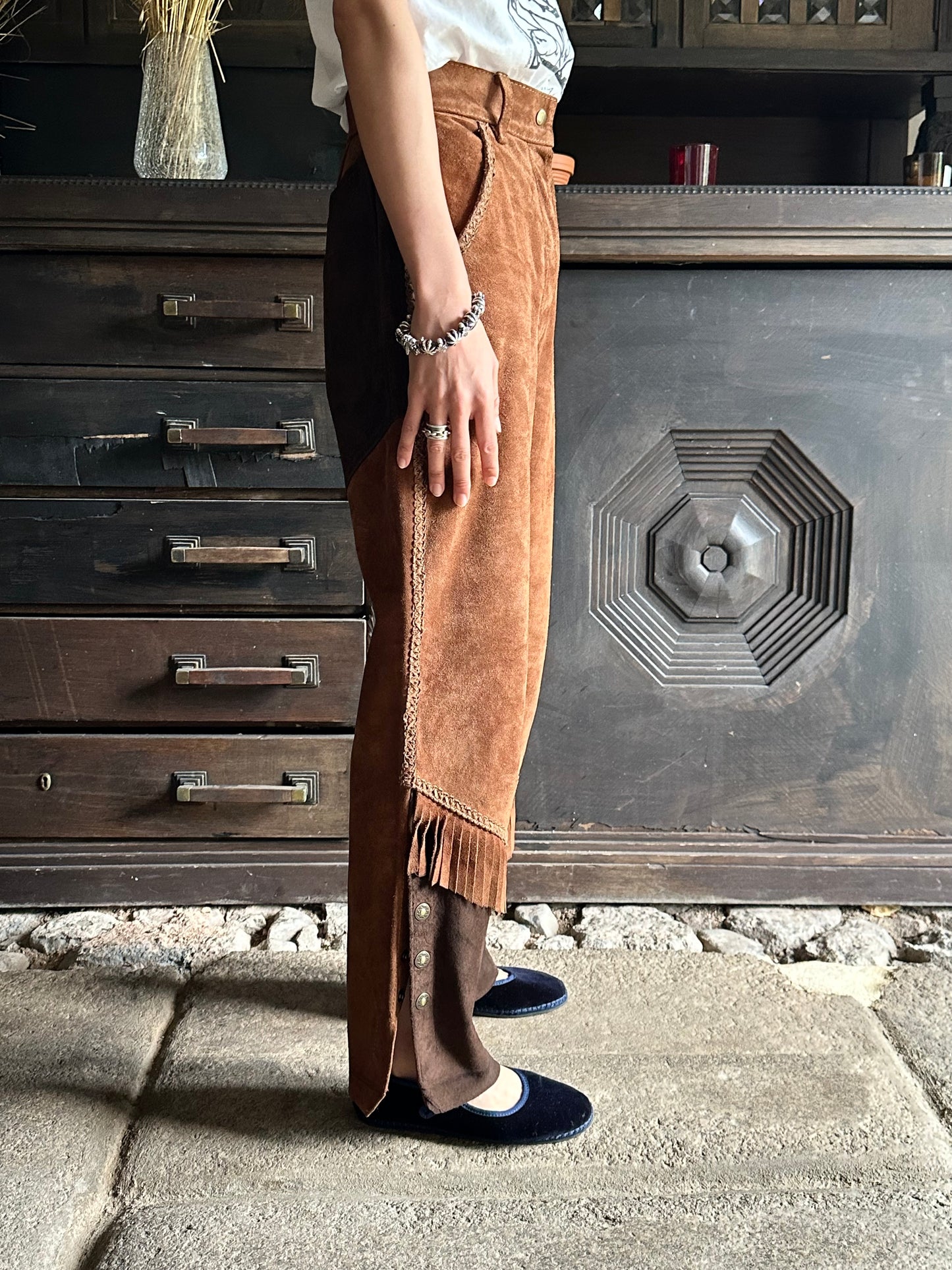 80s Italian suede cowgirl trouser W27