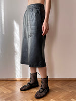 90s leather skirt with zip slit