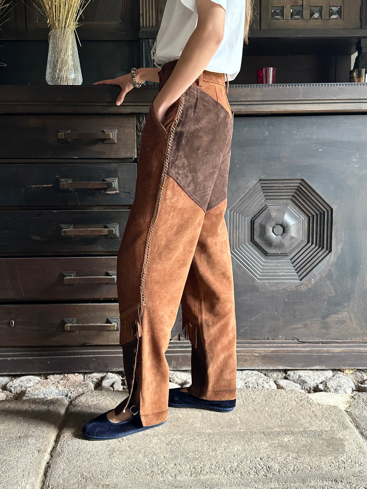 80s Italian suede cowgirl trouser W27