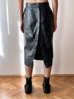 90s leather skirt with zip slit