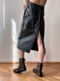 90s leather skirt with zip slit