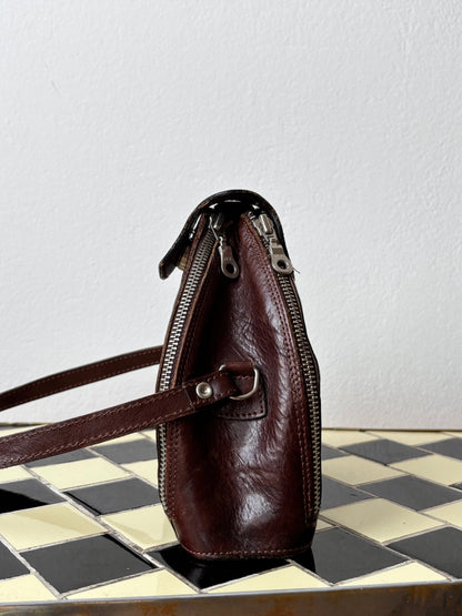 vintage leather tulip bag