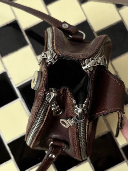 vintage leather tulip bag