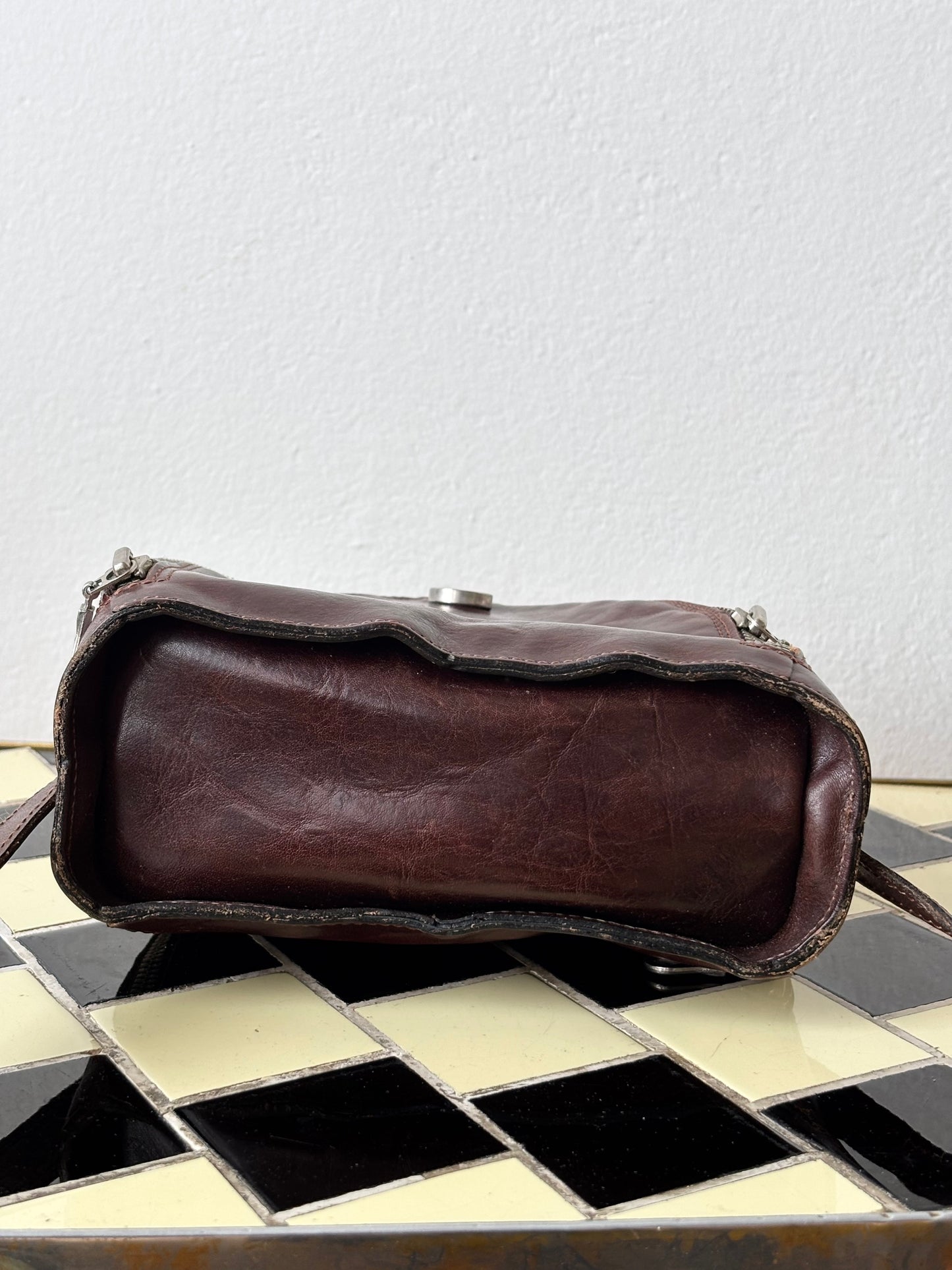 vintage leather tulip bag