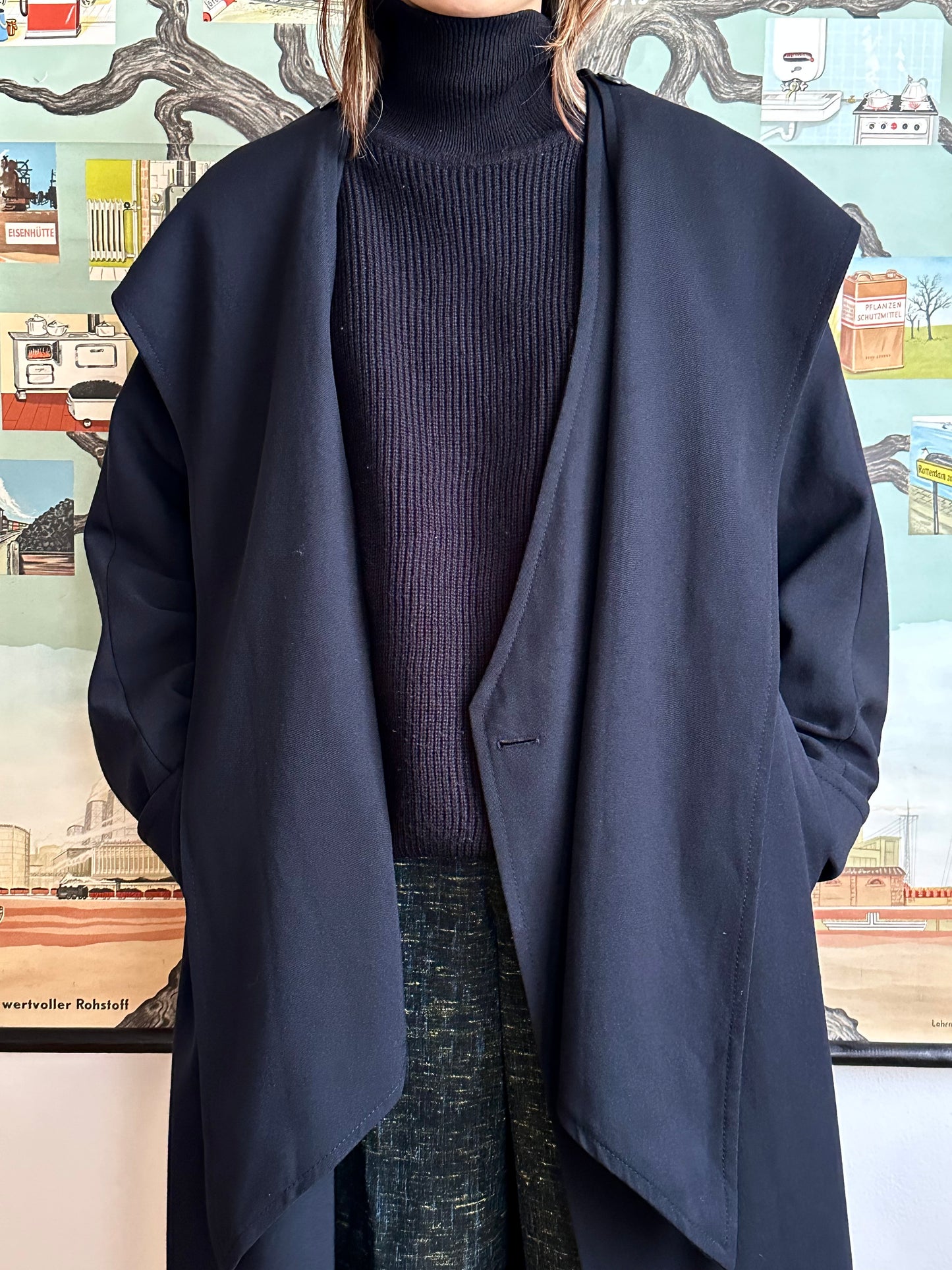super cool wool coat with detachable hood