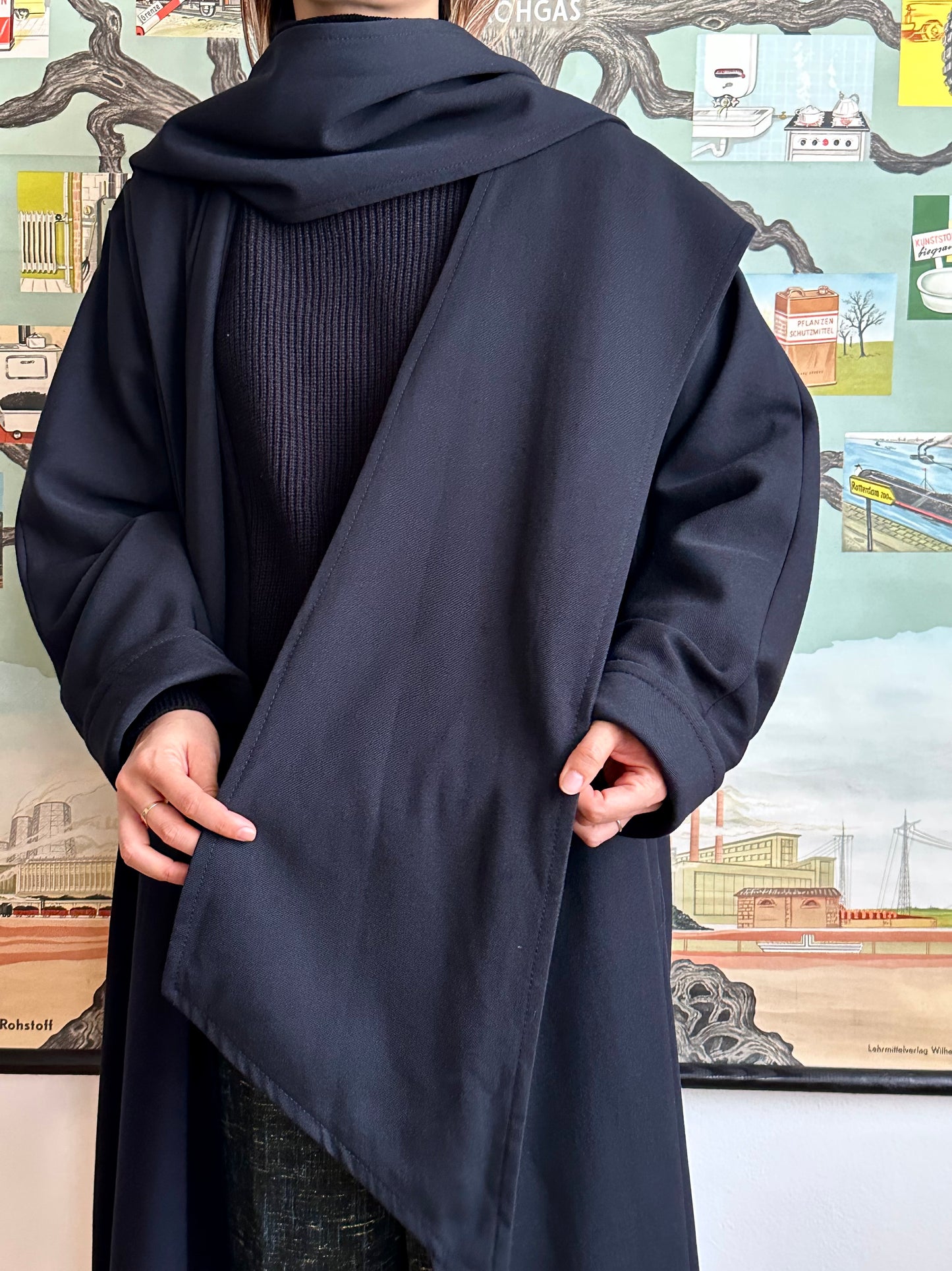 super cool wool coat with detachable hood