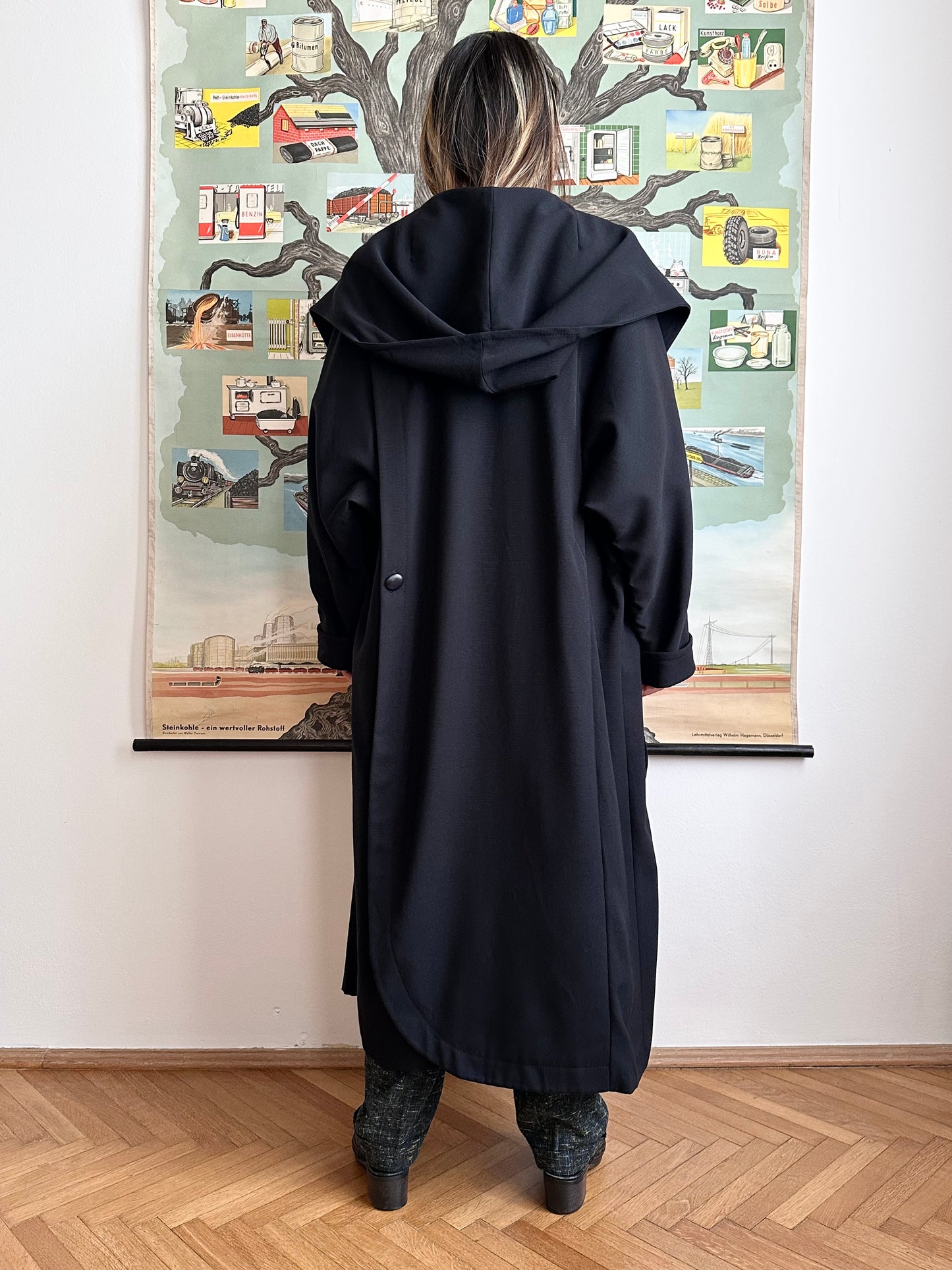 super cool wool coat with detachable hood
