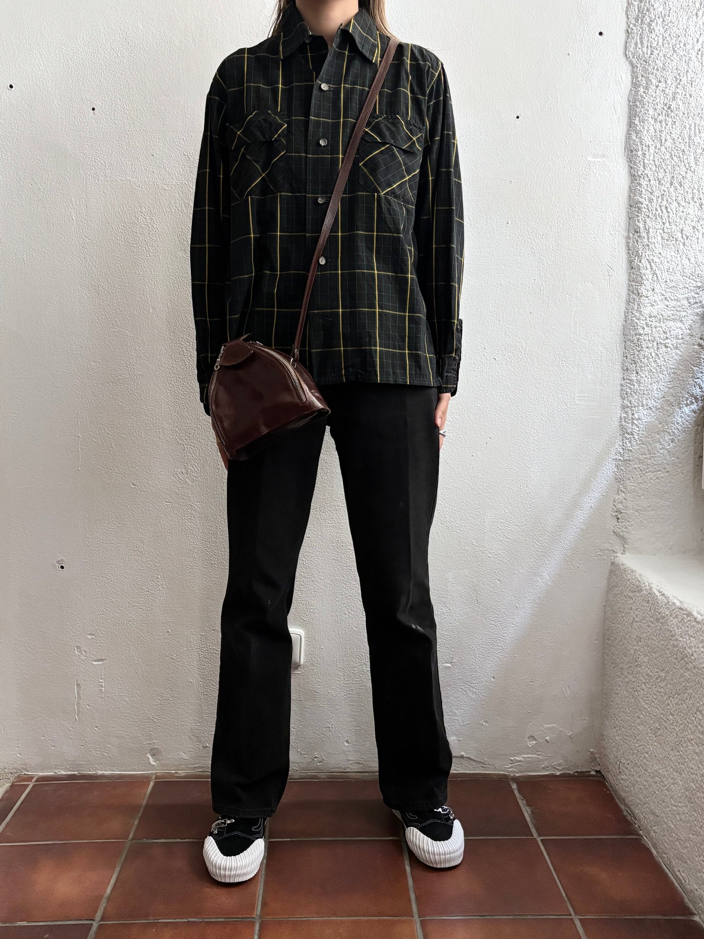 vintage leather tulip bag