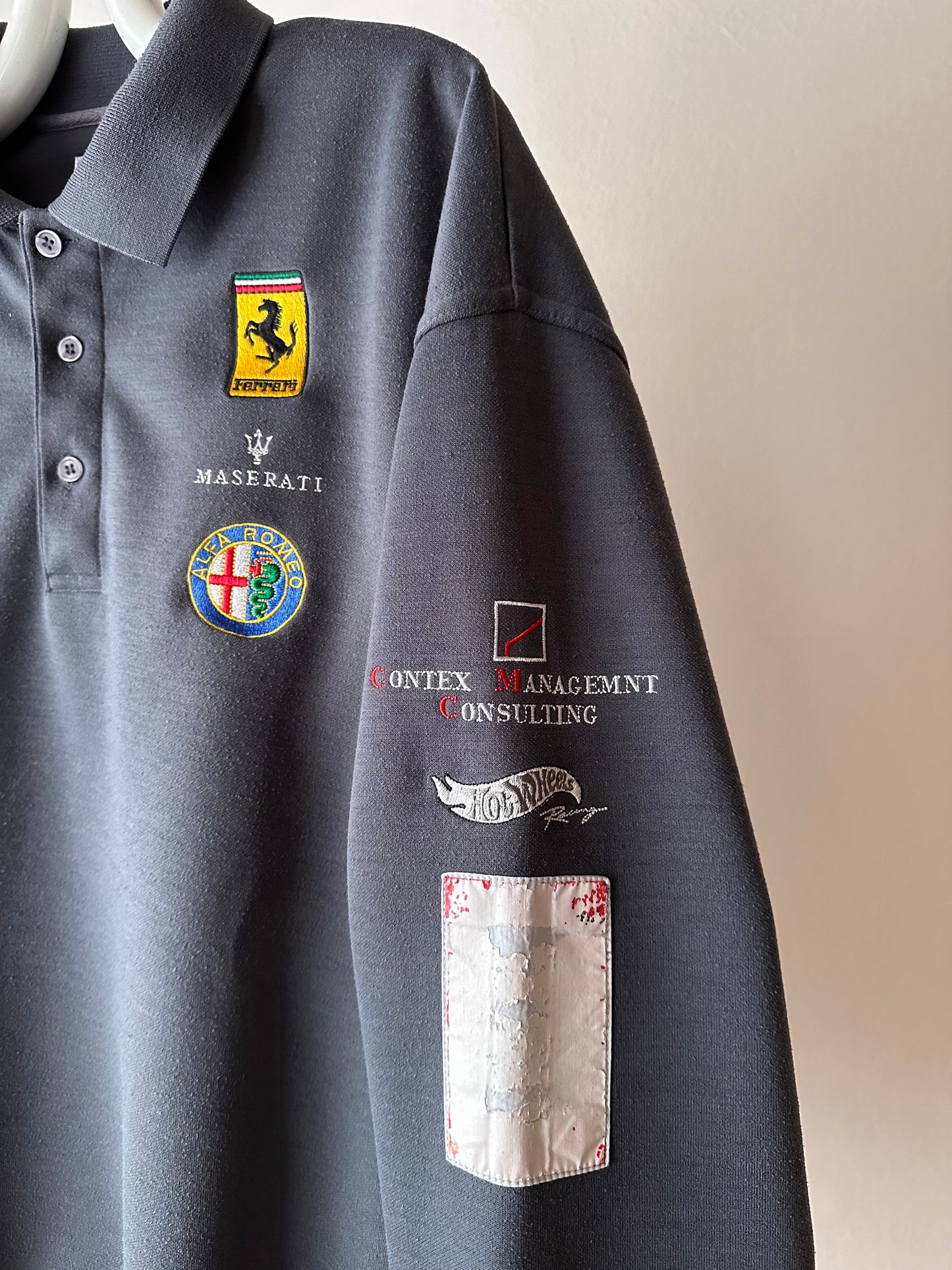 Modern gray cotton/poly knit polo - XL