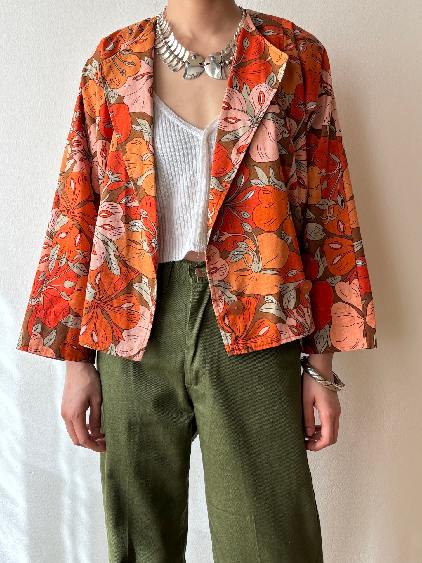 vintage flower pattern shirt jacket blouse