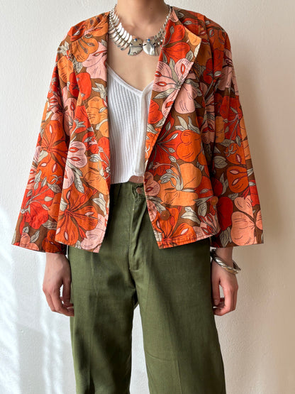 vintage flower pattern shirt jacket blouse