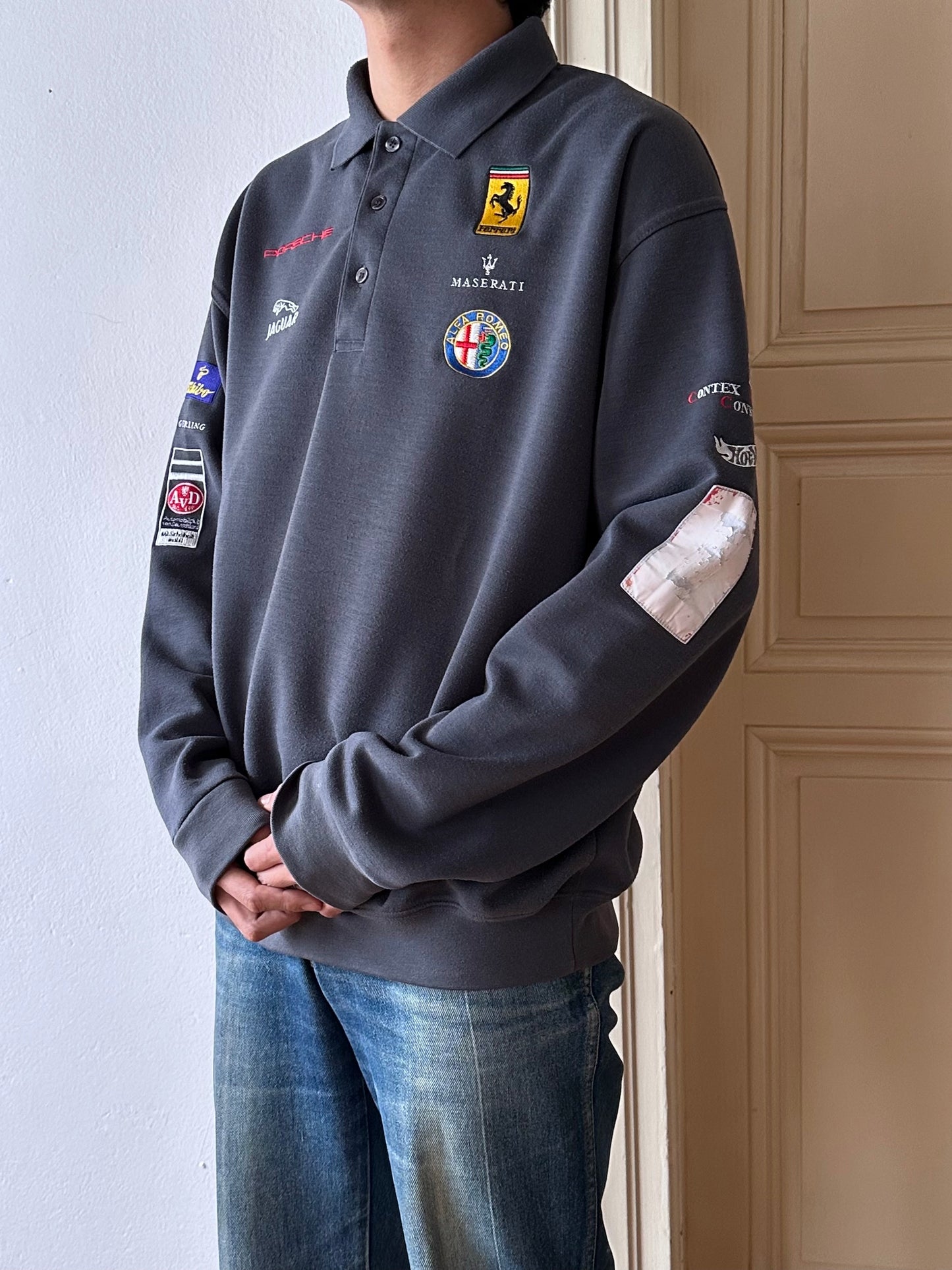 Modern gray cotton/poly knit polo - XL